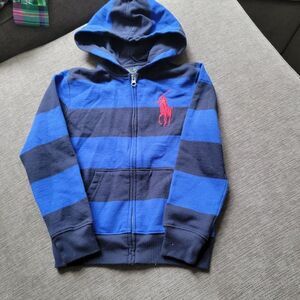 Polo By Ralph Lauren Boy Big Pony Logo Red& Blue Zip Up Hoodie Sweatshir…